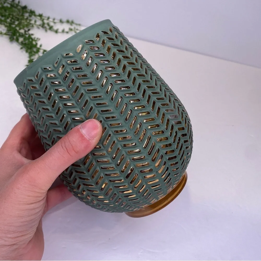 Green Mercury Glass Round Floral Vase